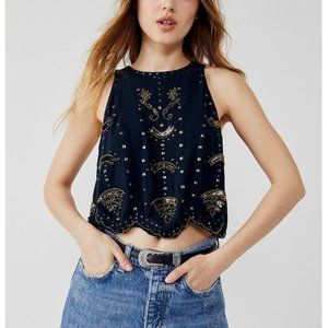 NWT Free People Esther Studded Tank / Ebony